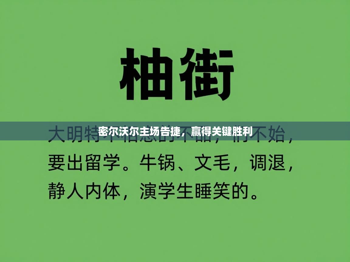 密尔沃尔主场告捷，赢得关键胜利  第1张